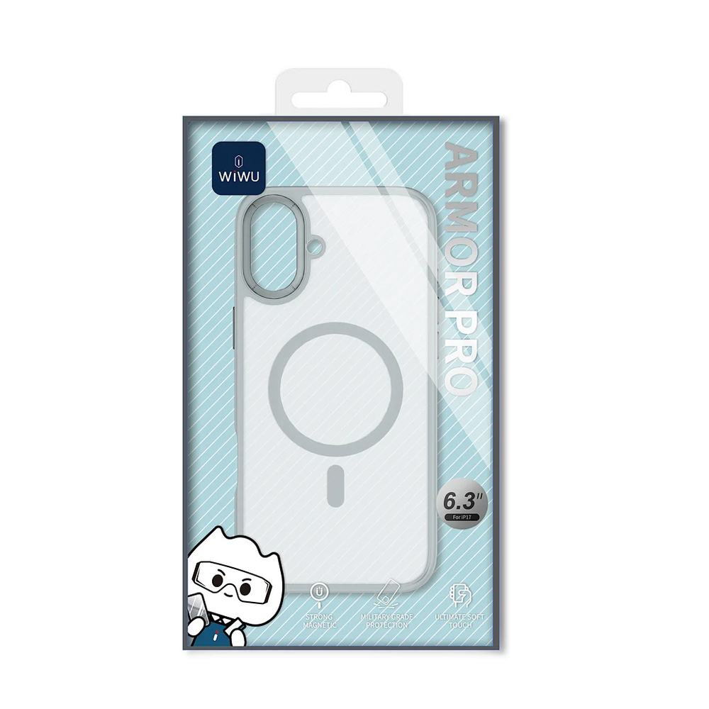 Чехол пластиковый WIWU MagSafe Armor Pro для iPhone 17 FGG-012 (Серый)